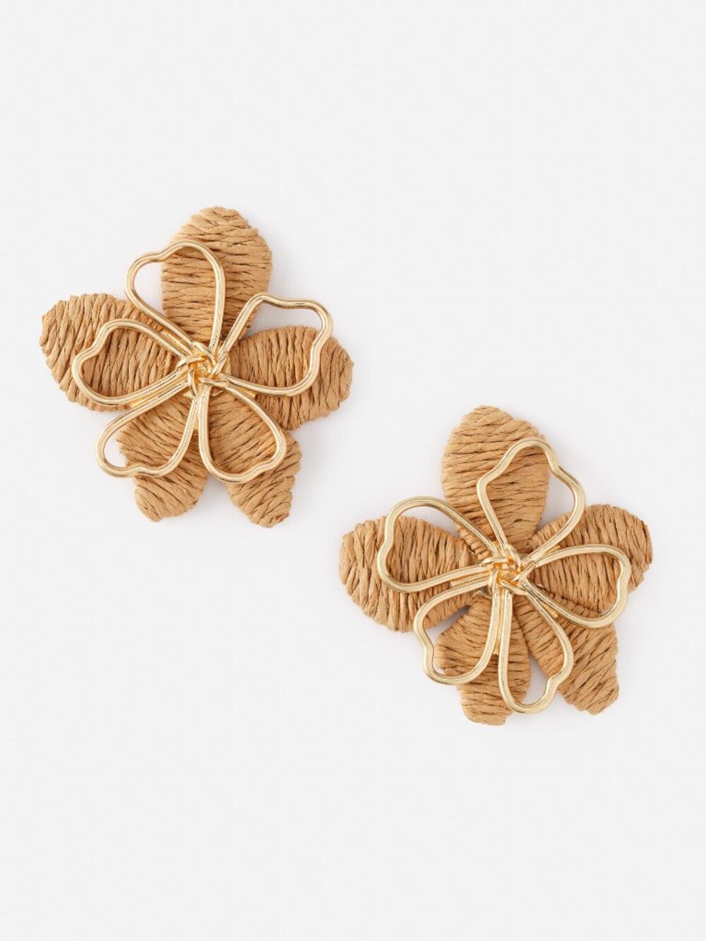 J McLaughlin Flower Earrings - Natural/Gold NEW